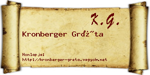 Kronberger Gréta névjegykártya